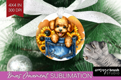 Denim Ornament PNG - Dog In Pocket PNG Sublimation Product Image 1