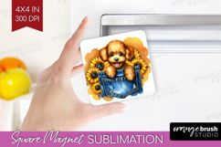Denim Magnet Sublimation - Dog In Pocket Square Magnet PNG Product Image 1