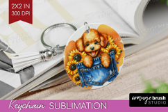 Denim Keychain PNG - Dog In Pocket Keychain Sublimation Product Image 1