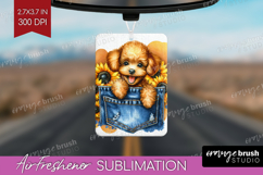 Denim Air Freshener PNG - Dog In Pocket PNG Sublimation Product Image 1
