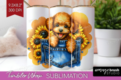 Denim Tumbler Wrap - Dog In Pocket Tumbler PNG Sublimation Product Image 1