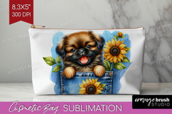 Denim Cosmetic Bag - Dog In Pocket Makeup Bag PNG Product Image 1