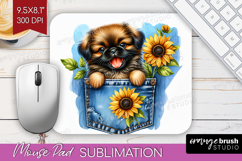 Denim Mouse Pad Sublimation - Dog In Pocket Mousepad PNG Product Image 1