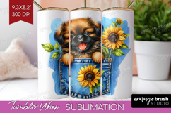 Denim Tumbler Wrap - Dog In Pocket Tumbler PNG Sublimation Product Image 1