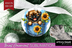 Denim Ornament PNG - Dog In Pocket PNG Sublimation Product Image 1