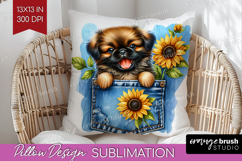 Denim Pillow Sublimation - Dog In Pocket Pillow Cover PNG Product Image 1