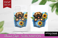 Denim Phone Case PNG - Dog In Pocket Case PNG Sublimation Product Image 1