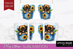 Denim Mug Wrap - Dog In Pocket Mug PNG Sublimation Product Image 1