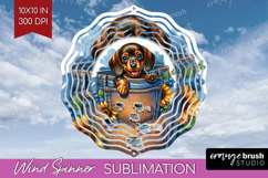 Denim Wind Spinner Sublimation PNG - Dog In Pocket Round Product Image 1