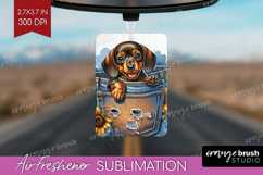 Denim Air Freshener PNG - Dog In Pocket PNG Sublimation Product Image 1