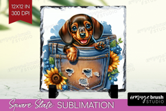 Denim Slate PNG - Dog In Pocket Square Slate Sublimation Product Image 1