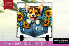 Denim Slate PNG - Dog In Pocket Square Slate Sublimation Product Image 1