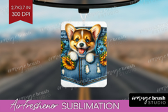 Denim Air Freshener PNG - Dog In Pocket PNG Sublimation Product Image 1