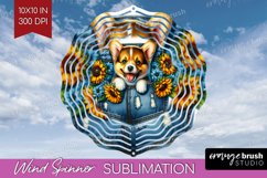 Denim Wind Spinner Sublimation PNG - Dog In Pocket Round Product Image 1