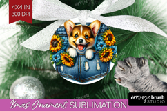 Denim Ornament PNG - Dog In Pocket PNG Sublimation Product Image 1