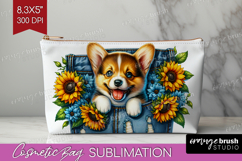 Denim Cosmetic Bag - Dog In Pocket Makeup Bag PNG Product Image 1