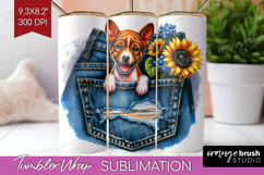 Denim Tumbler Wrap - Dog In Pocket Tumbler PNG Sublimation Product Image 1