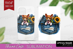 Denim Phone Case PNG - Dog In Pocket Case PNG Sublimation Product Image 1