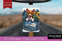 Denim Air Freshener PNG - Dog In Pocket PNG Sublimation Product Image 1