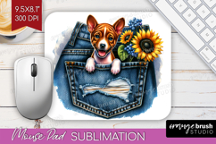 Denim Mouse Pad Sublimation - Dog In Pocket Mousepad PNG Product Image 1