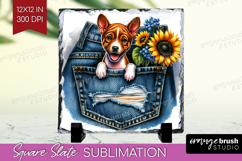 Denim Slate PNG - Dog In Pocket Square Slate Sublimation Product Image 1
