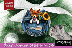 Denim Ornament PNG - Dog In Pocket PNG Sublimation Product Image 1