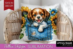 Denim Pillow Sublimation - Dog In Pocket Pillow Cover PNG Product Image 1