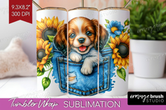 Denim Tumbler Wrap - Dog In Pocket Tumbler PNG Sublimation Product Image 1