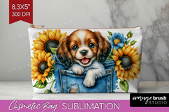 Denim Cosmetic Bag - Dog In Pocket Makeup Bag PNG Product Image 1