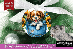 Denim Ornament PNG - Dog In Pocket PNG Sublimation Product Image 1