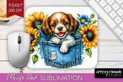 Denim Mouse Pad Sublimation - Dog In Pocket Mousepad PNG Product Image 1