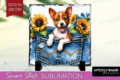 Denim Slate PNG - Dog In Pocket Square Slate Sublimation Product Image 1