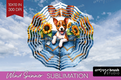 Denim Wind Spinner Sublimation PNG - Dog In Pocket Round Product Image 1