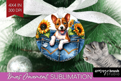 Denim Ornament PNG - Dog In Pocket PNG Sublimation Product Image 1
