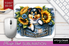 Denim Mouse Pad Sublimation - Dog In Pocket Mousepad PNG Product Image 1