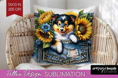 Denim Pillow Sublimation - Dog In Pocket Pillow Cover PNG Product Image 1
