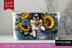 Denim Cosmetic Bag - Dog In Pocket Makeup Bag PNG Product Image 1