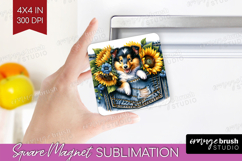 Denim Magnet Sublimation - Dog In Pocket Square Magnet PNG Product Image 1