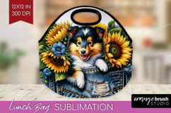 Denim Lunch Bag - Dog In Pocket Lunch Bug PNG Sublimation Product Image 1
