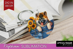 Denim Keychain PNG - Dog In Pocket Keychain Sublimation Product Image 1
