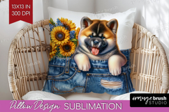Denim Pillow Sublimation - Dog In Pocket Pillow Cover PNG Product Image 1