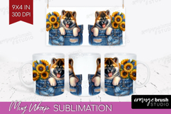Denim Mug Wrap - Dog In Pocket Mug PNG Sublimation Product Image 1
