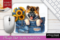 Denim Mouse Pad Sublimation - Dog In Pocket Mousepad PNG Product Image 1