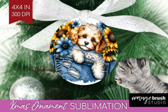 Denim Ornament PNG - Dog In Pocket PNG Sublimation Product Image 1