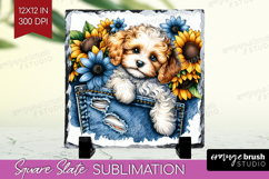 Denim Slate PNG - Dog In Pocket Square Slate Sublimation Product Image 1