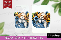 Denim Phone Case PNG - Dog In Pocket Case PNG Sublimation Product Image 1