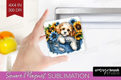 Denim Magnet Sublimation - Dog In Pocket Square Magnet PNG Product Image 1