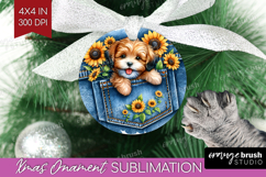 Denim Ornament PNG - Dog In Pocket PNG Sublimation Product Image 1