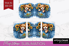 Denim Mug Wrap - Dog In Pocket Mug PNG Sublimation Product Image 1