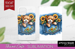 Denim Phone Case PNG - Dog In Pocket Case PNG Sublimation Product Image 1